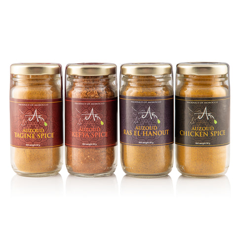 Auzoud Moroccan Spice Chef Set, Support North African Women Farmers, 100% Natural (4 Set)