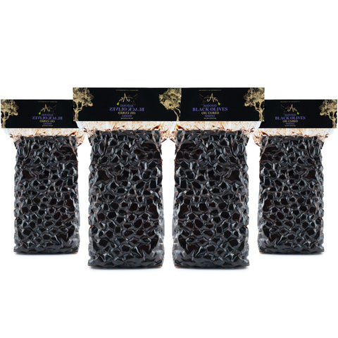 Auzoud All-Natural Black Olives, Whole, 2kg - Wholesale (Pack of 4)