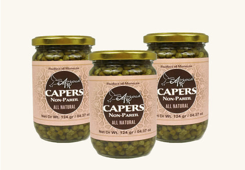 Auzoud All-Natural Non-Pareil Capers, 4.37 oz (PACK OF 3)